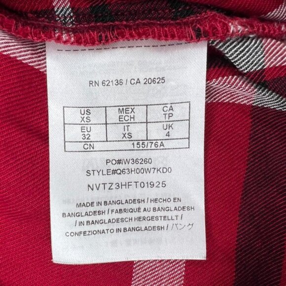 GUESS Plaid Button Up Long Sleeve Button Pockets at Chest Shirt Viscose Size XS - Picture 12 of 13